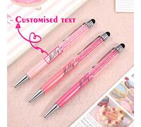 Penna stilo in cristallo con testo e logo personalizzati, penna touch screen capacitiva, regalo per il ritorno a scuola, regalo per insegnanti/amici, penna a sfera pubblicitaria in metallo per il rito
