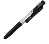 Penna stilo pieghevole con luce LED e supporto per telefono, strumento multifunzione per touch screen con inchiostro ad asciugatura rapida per tablet e telefoni (nero)