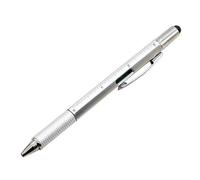 Penna stilo SNGMN 6 in 1 con clip - Multiuso in alluminio per scrivere, touchscreen e altro - Argento, regalo perfetto per uomo
