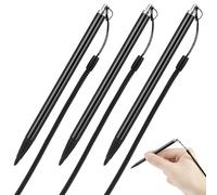 Penna Stilo Touch Resistiva in Metallo 3 Pezzi Nero | Cordino Elastico Anti-smarrimento, per Pos e Console di Gioco, Corpo in Alluminio e Abs