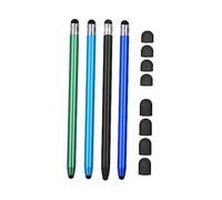 Penna stilo universale 2 in 1 per touchscreen, compatibile con tutti i tablet e cellulari touchscreen, con 8 punte in gomma morbida di ricambio (4 pezzi: rosso/rosa/viola/oro). (2 blu reale e 2 verdi)