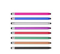 Penna stilo universale 2 in 1 per touchscreen, compatibile con tutti i tablet e cellulari touchscreen, con 8 punte in gomma morbida di ricambio (4 pezzi: rosso/rosa/viola/oro). (2 neri e 2 argento)