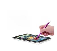 Penna stilo universale 2 in 1 per touchscreen, compatibile con tutti i tablet e cellulari touchscreen, con 8 punte in gomma morbida di ricambio (4 pezzi: rosso/rosa/viola/oro). (2 rossi e 2 viola)