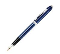 Penna stilografica a punta media lacca blu al quarzo Townsend, inchiostro liscio