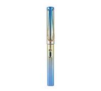 Penna stilografica, colore metallico, corpo con pistone con finestra visibile da 0,5 mm, per bambini, calligrafia, pratica, calligrafia, kit con penne a piuma, punta obliqua, per bambini principianti