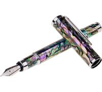 Penna Stilografica Con Conchiglia Di Abalone E Punta Fine Tedesca per Tutte Le O