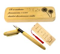 Penna Stilografica Elegante con Segnalibro in Legno - Idee Regalo Uomo e Donna,Regali di laurea o compleanno per una persona cara,con Frasi Motivazionali,Scatola in di acero
