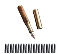 Penna stilografica, finitura legno ottone, 20 cartucce, C | Strumento di scrittura compatto per studenti, appunti sulla scrivania, pagine di diario, backup di viaggio