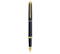 Waterman Hémisphère Penna Stilografica, Nero Opaco con Finiture in Oro 23 Carati, Pennino Medio con Cartuccia di Inchiostro Blu, Confezione Regalo