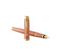 Parker Penna stilografica IM Writing Rituals | finitura arancione vivace con sfumatura e puntale dorato | punta media | inchiostro blu | confezione regalo