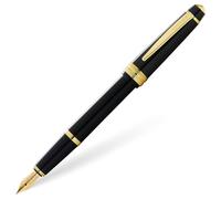 Penna stilografica leggera lucida Cross Bailey, cappuccio a scatto nero e oro