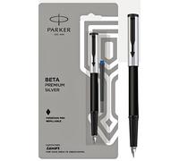 Penna stilografica Parker Beta Premium Silver bordo cromato (confezione da 3)