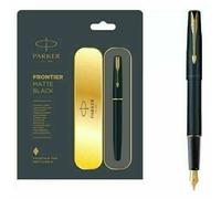 Penna stilografica Parker Frontier nera opaca GT bordo oro e pennino nuova