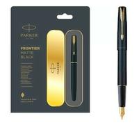 Penna stilografica Parker Frontier nera opaca GT bordo oro e pennino nuova