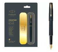 Penna stilografica Parker Frontier nera opaca GT bordo oro e pennino nuova
