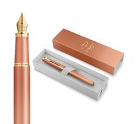 Parker Penna stilografica IM Writing Rituals | finitura arancione vivace con sfumatura e puntale dorato | punta media | inchiostro blu | confezione regalo