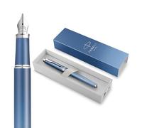 Parker Penna stilografica IM Writing Rituals | finitura blu rilassante con sfumatura e puntale cromato | punta media | inchiostro blu | confezione regalo