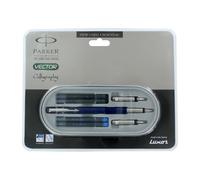 Penna stilografica Parker Vector Calligraphy Standard CT inchiostro rosso blu...