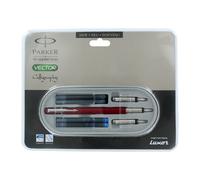 Penna stilografica Parker Vector Calligraphy Standard CT inchiostro rosso blu...