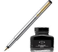 Penna stilografica Parker Vector Stainless Steel GT + flacone di inchiostro...
