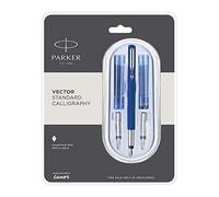 Penna stilografica Parker Vector Standard Calligraphy CT (blu), set da 7 pezzi (