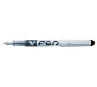 Penna stilografica Pilot V-Pen - Usa e getta - Inchiostro liquido cancellabile - Punta in acciaio - Linea 05 mm - Colore nero
