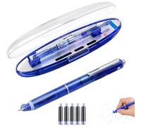 Penna stilografica retrattile: fusto trasparente con inchiostro blu e nero da 0,38 mm, include 5 cartucce di inchiostro ricaricabili, scrittura fluida, nessuna perdita, pennino fine ricaricabile, per