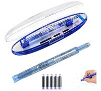 Penna stilografica retrattile Fusto trasparente inchiostro blu e nero da 0,38 mm, 5 cartucce ricaricabili, scrittura fluida, nessuna perdita