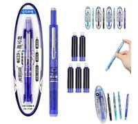 Penna stilografica retrattile, pennino medio, corpo trasparente per calligrafia, include 5 cartucce d'inchiostro ricaricabili, per una scrittura fluida senza perdite