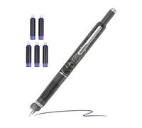 Penna stilografica retrattile, ricaricabile, con 5 sacchetti di inchiostro, punta fine liscia da 0,38 mm, strumento per calligrafia, forniture per ufficio, schizzi, appunti, redazione, diari