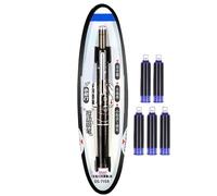 Penna Stilografica Retrattile - Strumento di Scrittura per Studenti,Penna Retrattile Antigoccia con Punta Media 0.38mm e 5 Cartucce di Inchiostro Ricaricabili per Quaderno, Diario, Studio, Ufficio, Sc