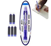 Penna stilografica sostituibile | Strumento di scrittura per studenti | Penna stilografica retrattile anti perdite 0,38 mm con 5 ricariche di inchiostro per taccuino, arte, disegno, scuola e presa