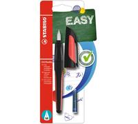 Stabilo EASYbuddy - Penna Stilografica Ergonomica per Bambini - Nero/Rosso - Punta Standard - Cartuccia Blu inclusa