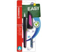 Stabilo EASYbuddy - Penna Stilografica Ergonomica per Bambini - Nero/Magenta - Punta Standard - Cartuccia Blu inclusa