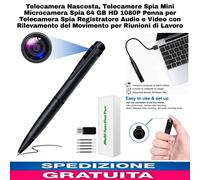 Penna Telecamere Spia Mini Microcamera Spia 64 GB HD 1080P.
