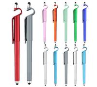Penna Touch Screen Gel Ricaricabile 12 Pezzi Supporto Cellulare | Abs e As, Può essere Agganciata a Quaderno o Libro, Set Portapenne e Rack per Telefono Colore Casuale