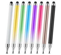 Penna Touch Screen Universale, 2 in 1 Stylus Pen Compatibile con iPad, iPhone, Tablet Android, Microsoft Surface, Laptop, Chromebook [Set da 8] - Rosa, Viola, Blu, Verde, Giallo, Nero, Bianco, Oro