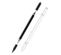 Penna Touchscreen Magnetica 3 in 1 per Tablet e Smartphone, con Punte in Fibra, Gomma e Disco, Compatibile con iPhone, iPad, Samsung, Huawei, Xiaomi, Surface, Chromebook - Nero+Bianco