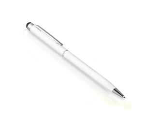 Penna Universale Touch Screen Punta silicone Penna a sfera Clip integrata bianco
