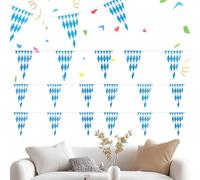 Pennant Flags - Themed Triangle Bunting, Decorative Hanging Streamers | 20-Piece Blue White Oktoberfest Flag Set, Visual Backdrop Decoration For Picnic Window Classroom Outdoor Festivity Setting