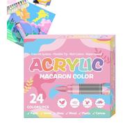Pennarelli a Base di Acrilico,24 Colori per Dipingere | Punta Morbida a Base d'Acqua Resistente Sbiadimento per Scuola Ceramica Stoffa Decorazioni Pelle