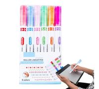 Pennarelli a doppio contorno, penne curve colorate,Penna per marcatura a doppia punta con 6 diverse forme di curve | Forniture per scrapbooking, penne di progettazione del bordo multifunzione