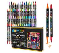 Pennarelli a doppio lato - Pennelli Coloranti | Pennarelli di giornalizzazione multiuso, facili per arte 60 colori creativi acrilici sottili e recinti di punta portatile per dipingere