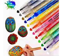 Pennarelli a Vernice acrilica,12 Colori Premio Impermeabile Pittura Arte Pennarello Set per Ceramica, Stoffa, Tessuti, Plastica, Vetro, Metallo, Legno & DIY(0.7-1MM Punta fine)