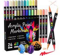 Pennarelli a Vernice Acrilica Indelebili per Pietre, 48 Colori/24 Pcs, Matite pe