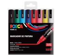 Pennarelli a vernice Posca PC-5M/8C confezione da 8 punta in poliestere da 18-25 mm inchiostro a base d'acqua resistenti alla luce non permanenti colori assortiti