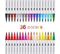 Pennarelli Acquarelli Colore Brush Pen Doppio 36 Pezzi con Punta Fine da 0,4 mm e Punta Brush, Acquerellabili Pennelli da Pittura per Lettering, Schizzi, Bullet journal, Colorare e Disegnare