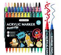 Pennarelli acrilici, 36 colori, a doppia punta, per pittura su roccia, legno, tela, plastica, metallo e pietra, pennarelli acrilici per lavori fai da te, forniture artistiche da colorare