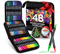 Pennarelli Acrilici a Doppia Punta (Fine e a Pennello) 48 Colori Pennarelli