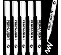 Pennarelli acrilici, bianchi, resistenti all'acqua e ad asciugatura rapida, 5 pezzi, colore bianco, per pietre, pittura rupestre, ceramica, vetro, legno, tessuto, metallo, tela, matita per pneumatici